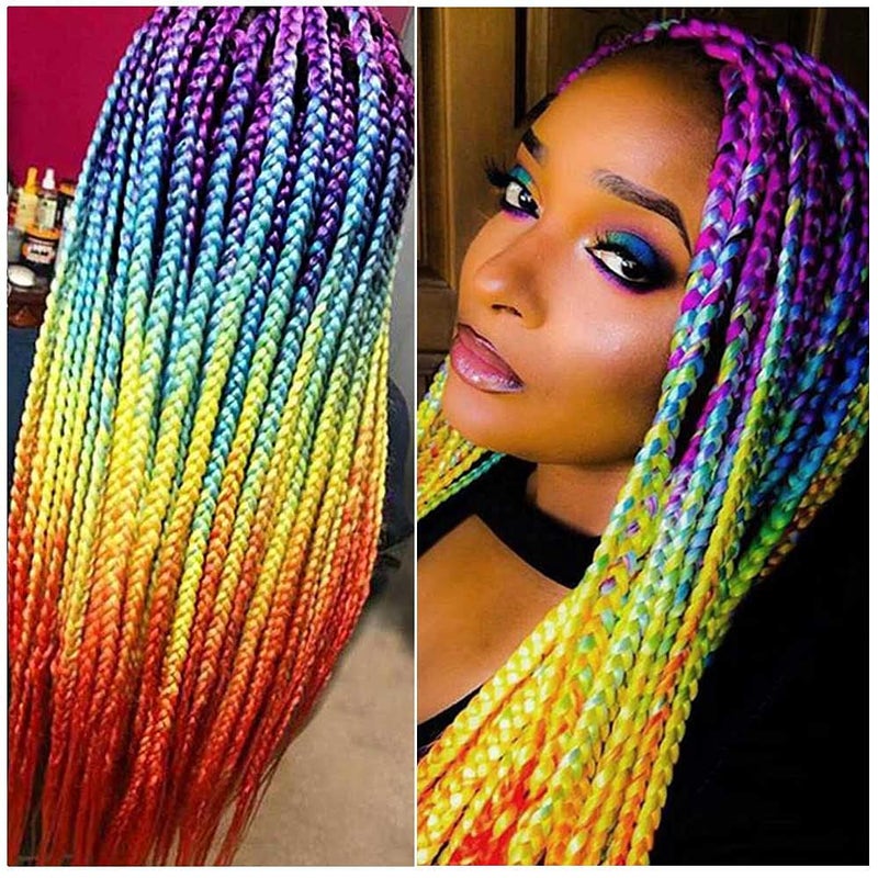 AIDUSA Ombre Braiding Hair - 4 Tone Synthetic Rainbow Color for Women - 5Pcs Twist Crochet Braids Hair Extensions (#60) - 24 Inch, 100g - Image 4